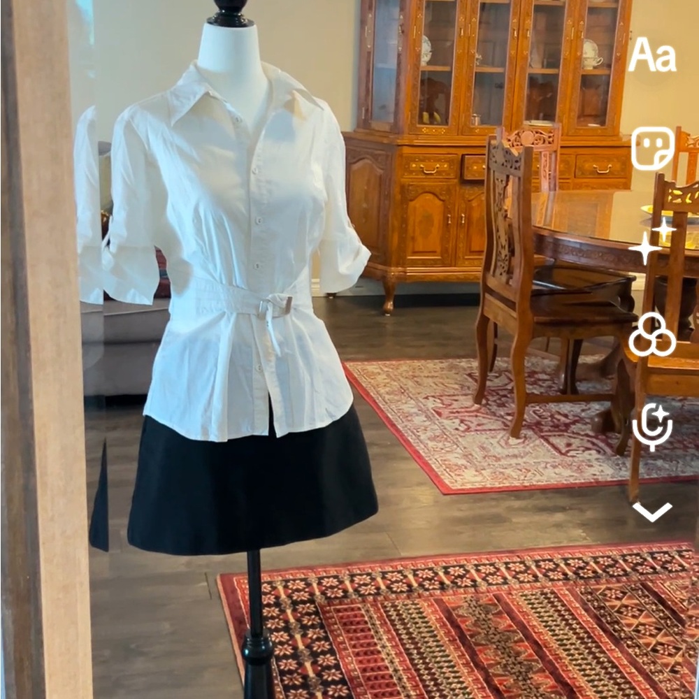 White Blouse with Belt